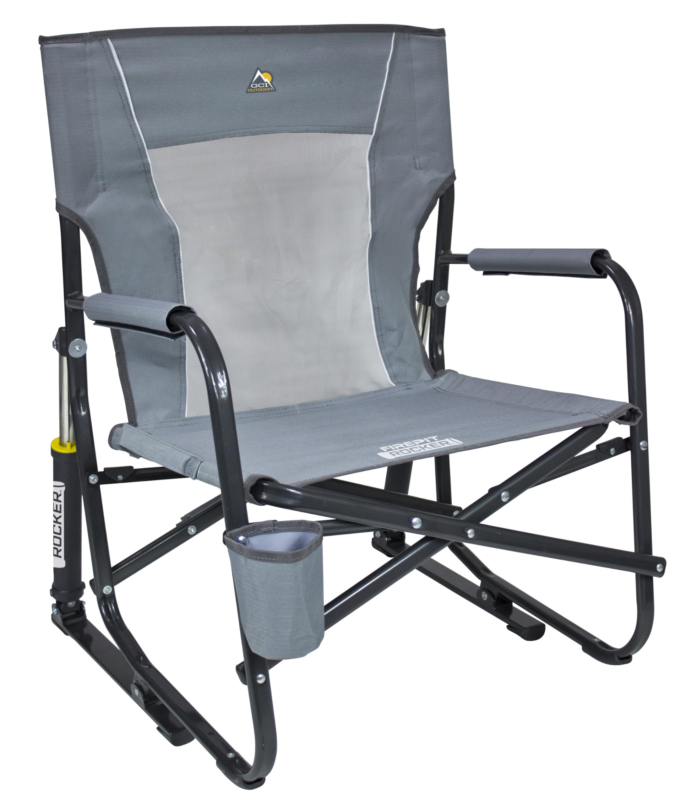 Gci Outdoor Firepit Rocker Low-Ride Outdoor Rocking Chair With Beverage Holder
