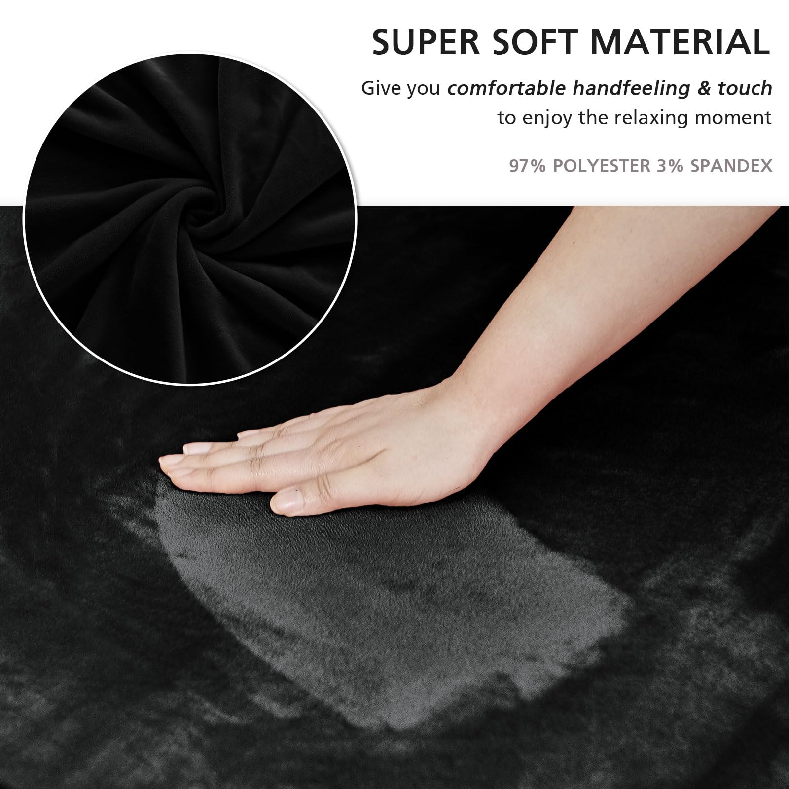 Niceec Loveseat Cover Super Soft 1-Piece Black Slipcover For Loveseats Stretch Universal Spandex Couch Covers For Living Room Easy Fit Washable Furniture Sofa Protector With Skirt