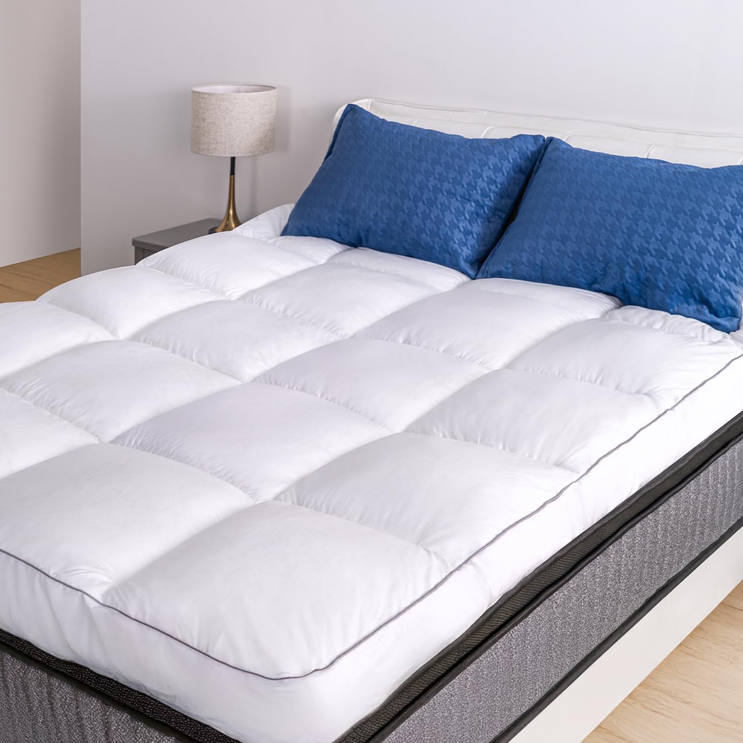 Marine Moon Mattress Topper King, Cooling Plush Pillow Top, Extra Thick Hotel Quality Down Alternative Filled, Softest Fluffy Ma