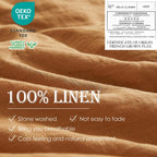 Simple&Opulence 100% Linen Duvet Cover Set 3Pcs Basic Style Natural French Washed Flax Solid Color Soft Breathable Farmhouse Bedding With Button Closure - Rust, King