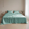 Linenwalas Eucalyptus Tencel Bed Sheet Set Queen Size 4Pc - Aqua Bedding Lyocell 16'' Deep Pocket Sheets - Soft Breathable & Coo