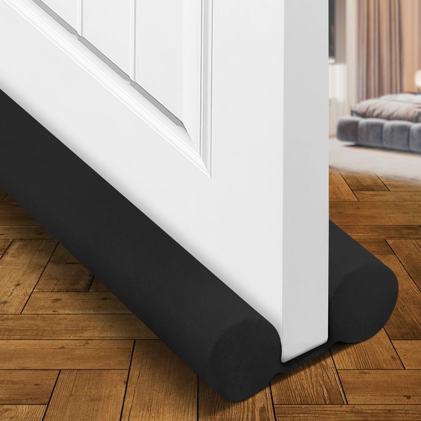 Holikme Door Draft Stopper Weather Stripping Window Breeze Blocker Adjustable Door Sweeps 38Inch, Black