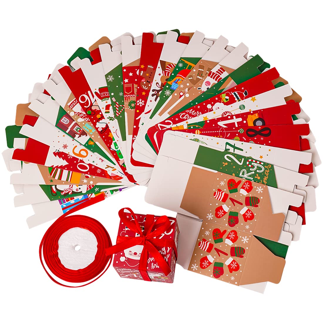 24 Pcs Diy Christmas Advent Calendar Boxes, 24 Days Advent Countdown Gift Boxes, Christmas Cardboard Number Boxes For Kids And F