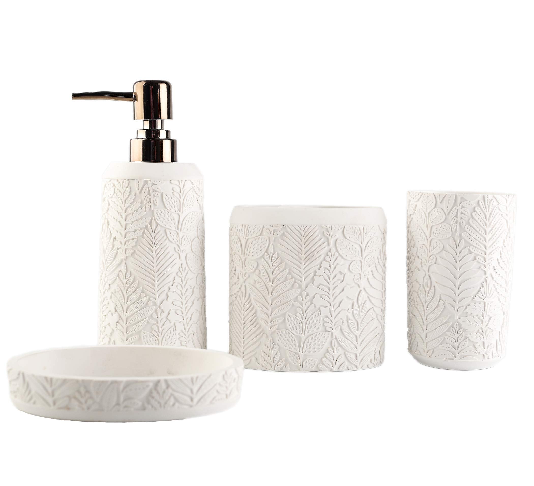 Hymmah Bathroom Accessories Set,Toothbrush Holder,Farmhouse Decor,4 Pcs Resin Gift Apartment Necessities, Contain Toothbrush Cup