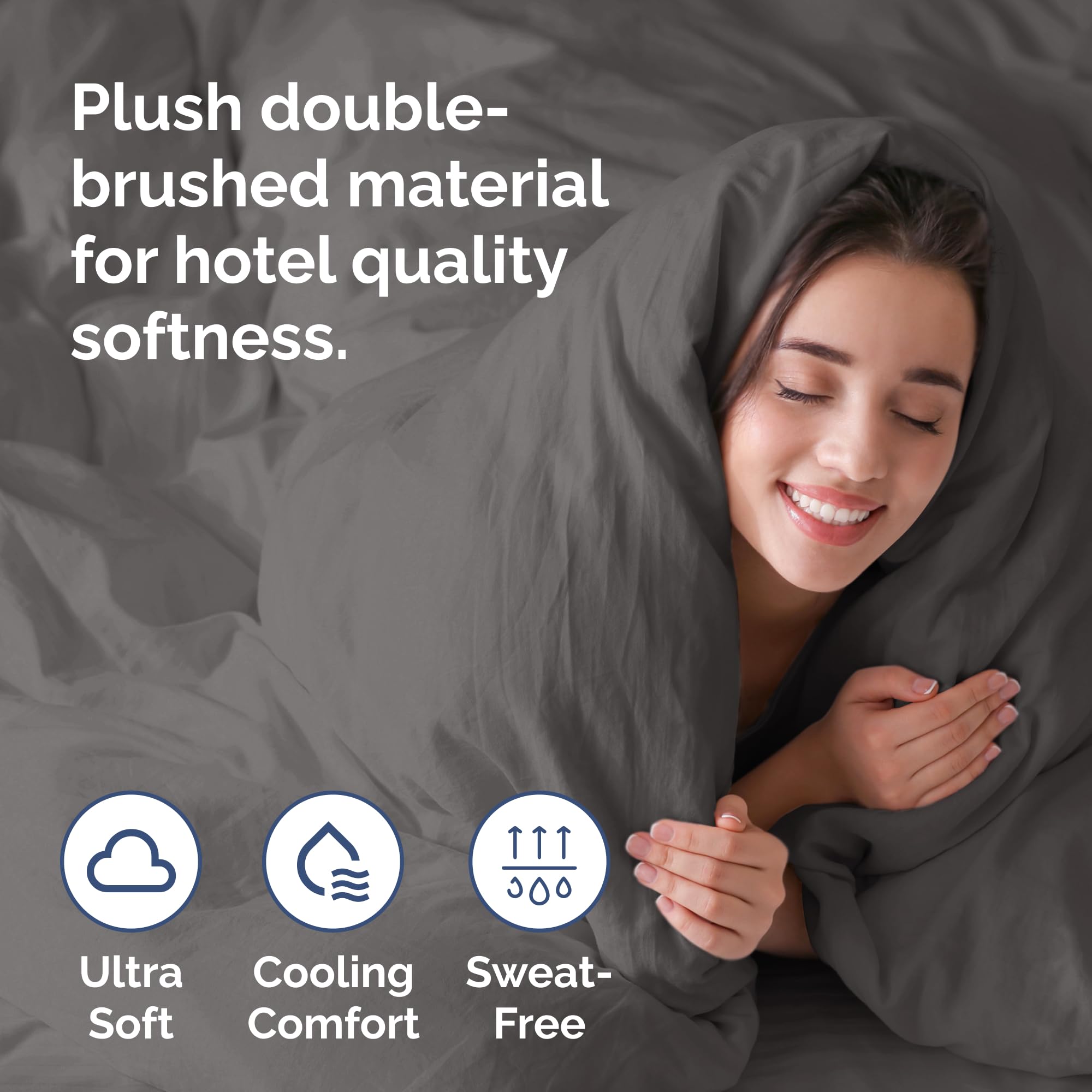 Duvet Cover Full Size Set - Extra Soft Full Size Duvet Cover 80 X 90 With 2 Pillow Shams - Hotel Luxury, Easy Care And Fade Free W/ Zipper Closures & Ties - Comfy Breathable Bedding Set (Dark Grey)