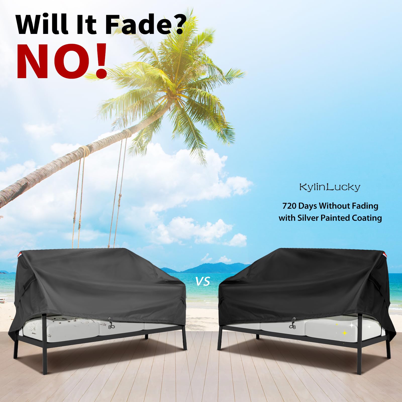 Kylinlucky Waterproof Patio Loveseat Covers 58W X 32.5D X 33H Inches,Heavy Duty Outdoor Furniture Sofa Cover Black