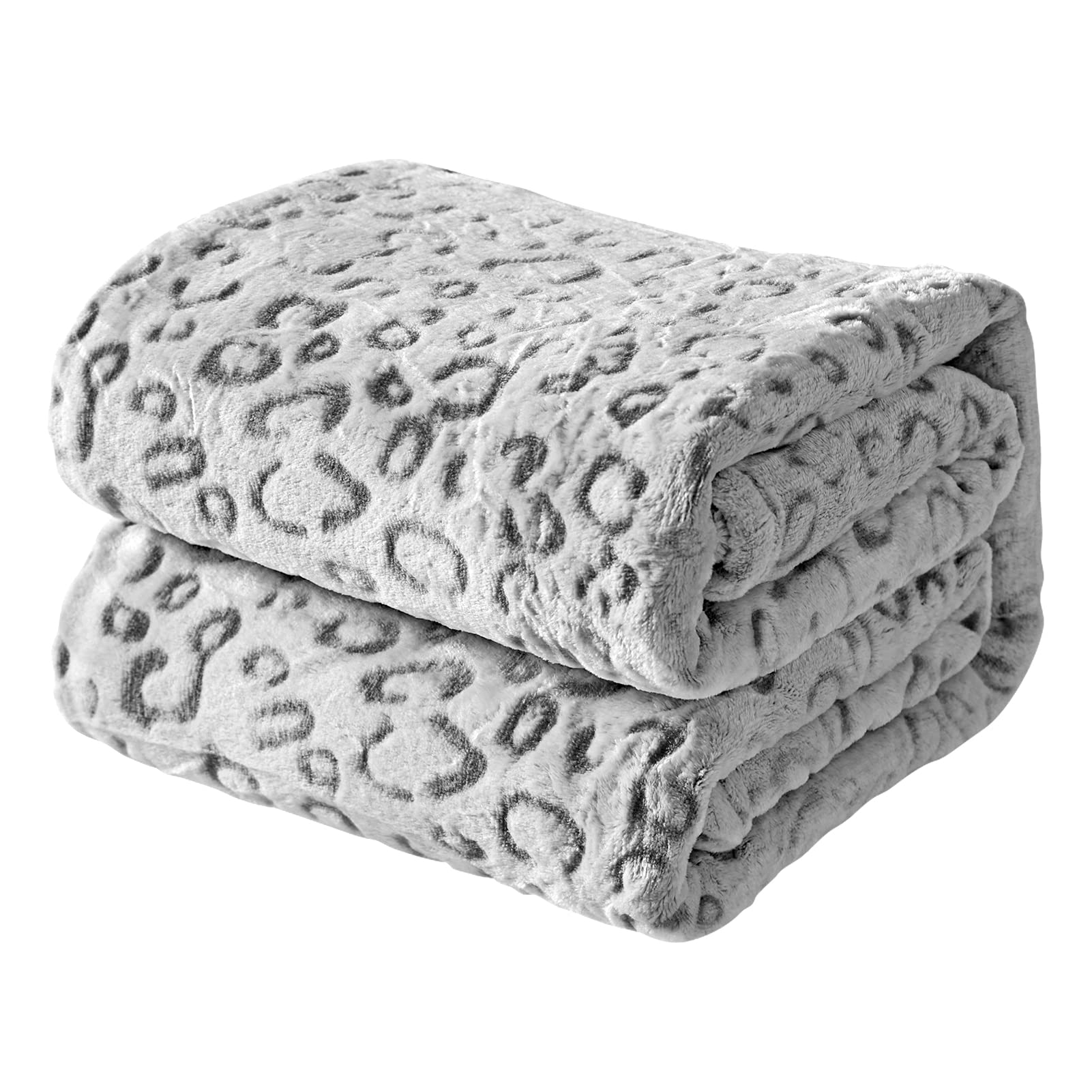 Fy Fiber House Flannel Fleece Throw Blanket, Lightweight Cozy Plush Microfiber Bedspreads For Adults,90'X108',Grey Leopard