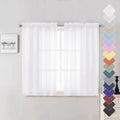 Lecloud White Sheer Curtains 45 Inch Long 2 Panels, Short Voile Drapes For Dinning Small Windows, Light Filtering Voile Curtain