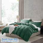 Nestl Dark Green Duvet Cover Full Size - Soft Prewashed Full Size Duvet Cover Set, 3 Piece, With Zipper Closure, 1 Duvet Cover 80X90 Inches And 2 Pillow Shams - No Comforter