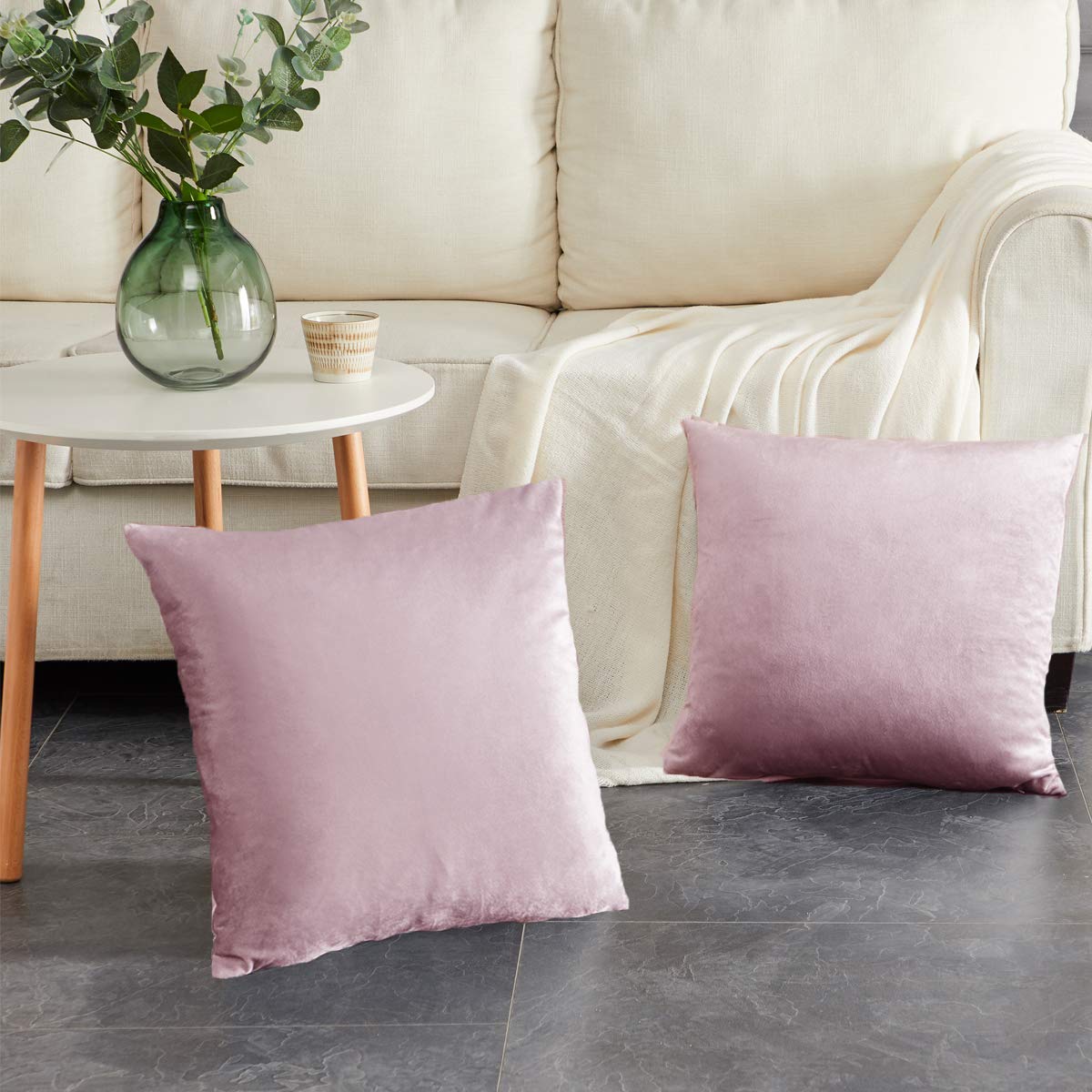 Gigizaza Decor Throw Couch Pillow Covers,Set O 2 Sweet Lilac Sofa Cushion Pillow Covers,Velvet Pillow Cases 26X26Inch