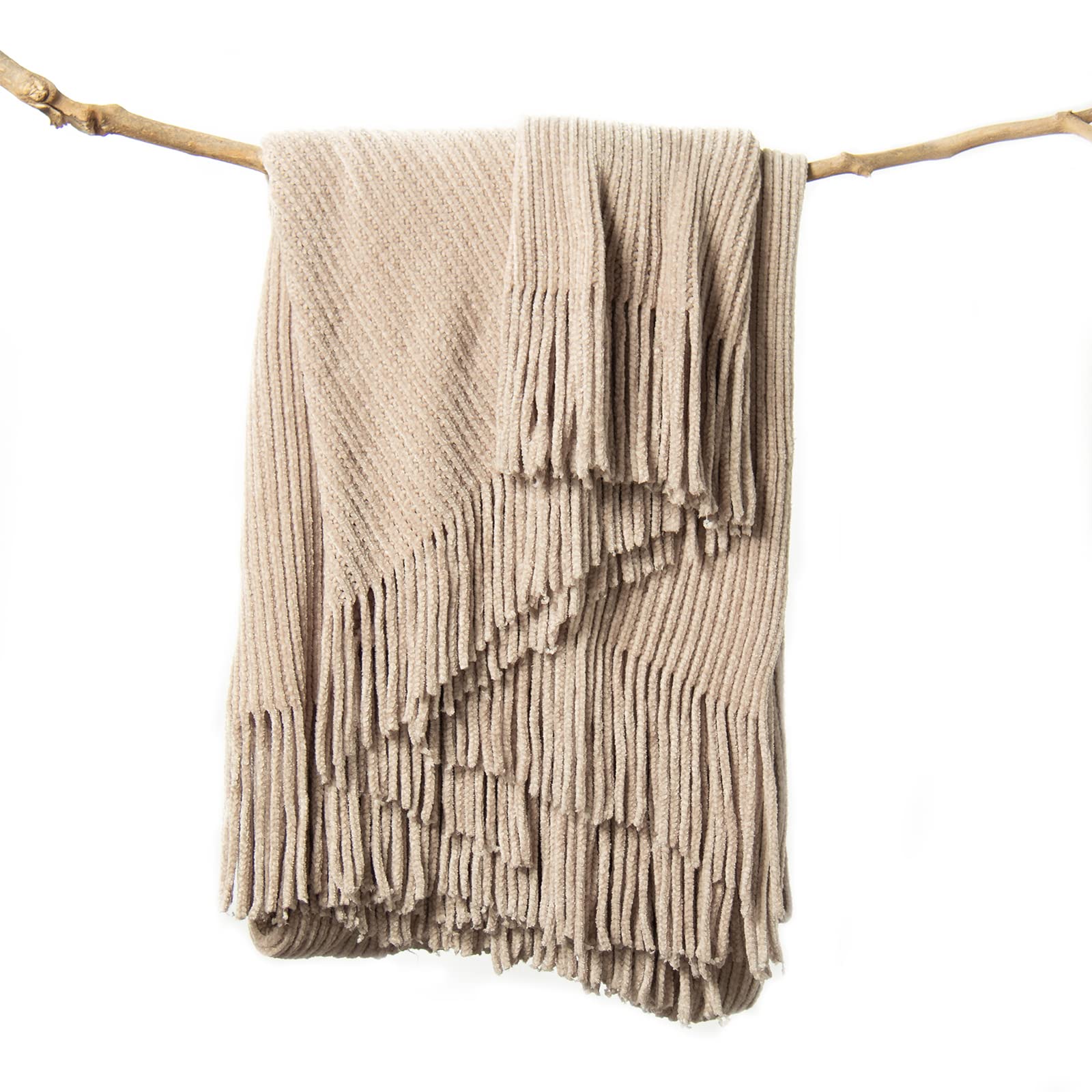 Lifein Throw Blanket For Couch-Soft Boho Christmas Throw Blanket,Cozy Fall Knit Beige Chenille Throw,Small Knitted Farmhouse Lig
