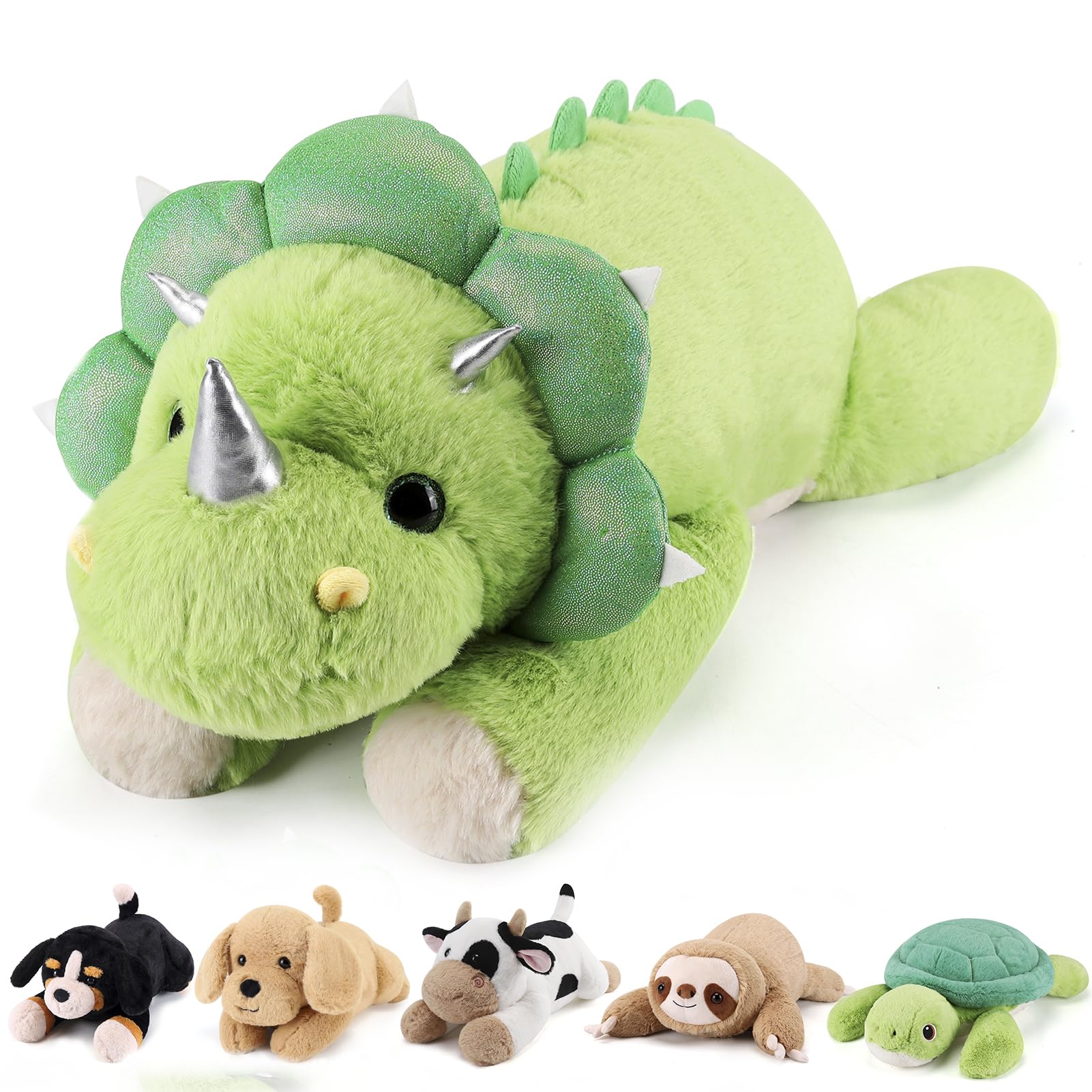 Gnomantic Triceratops Weighted Stuffed Animals - 28 Inch 5.0 Pounds Weighted Plushies Dinosaur Stuffed Animal - Large Dino Plush