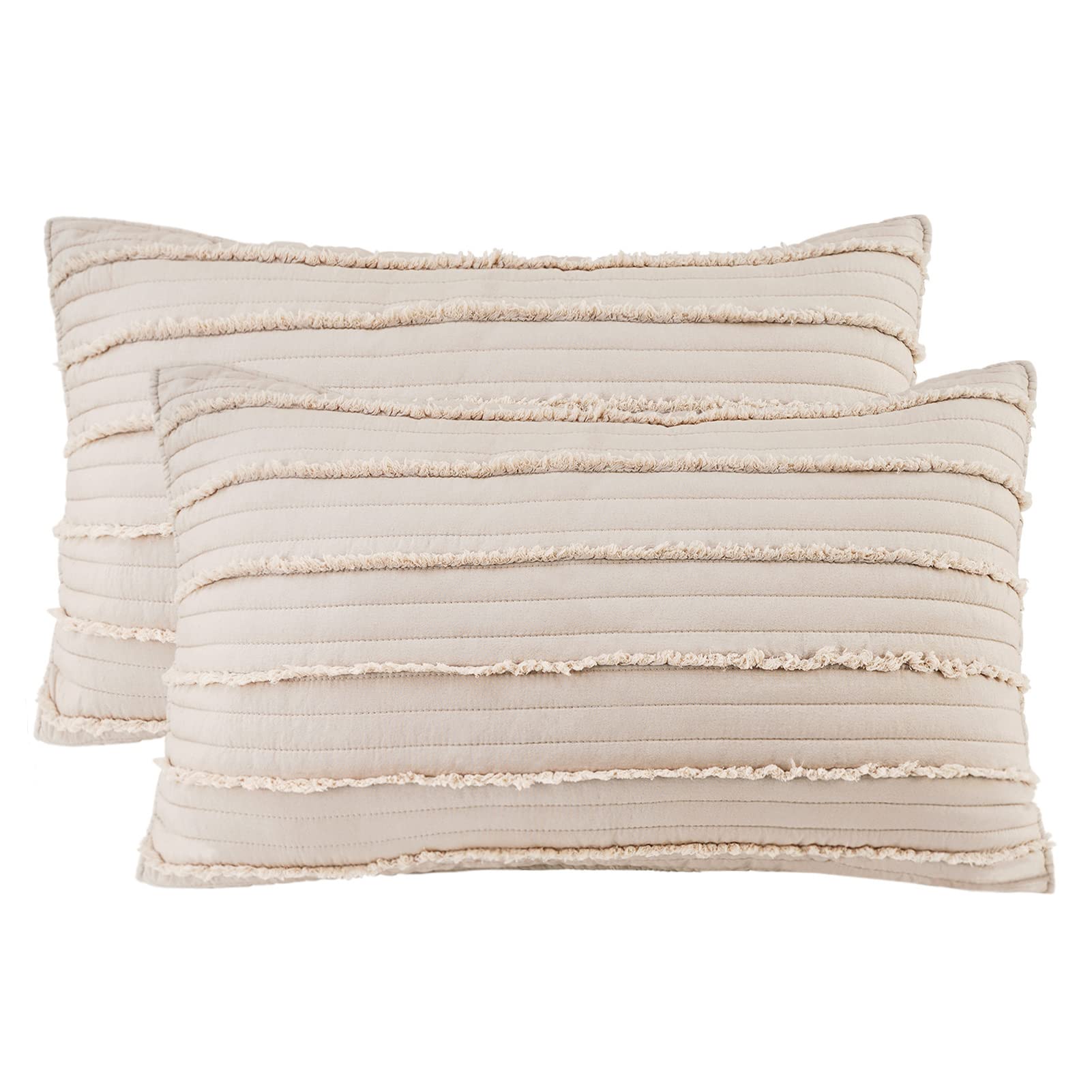 BOSOWOS Standard Size Pillow Shams Set of 2, Ultra Soft Breathable 20 x 26 Inches Pillow Case Envelope Closure, Microfiber Boho 