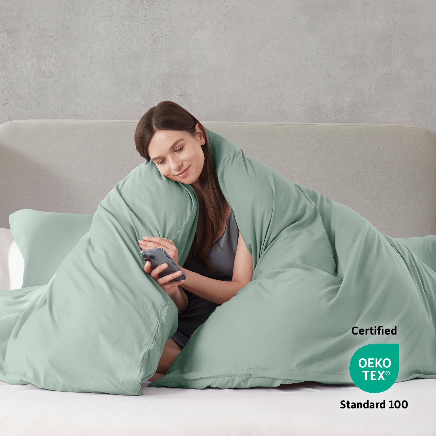 Nestl Sage Green Duvet Cover Full Size - Soft Prewashed Full Size Duvet Cover Set, 3 Piece, With Zipper Closure, 1 Duvet Cover 80X90 Inches And 2 Pillow Shams - No Comforter