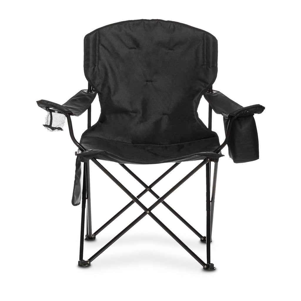 Amazon Basics Folding Camp Chair, Padded, Black, Large