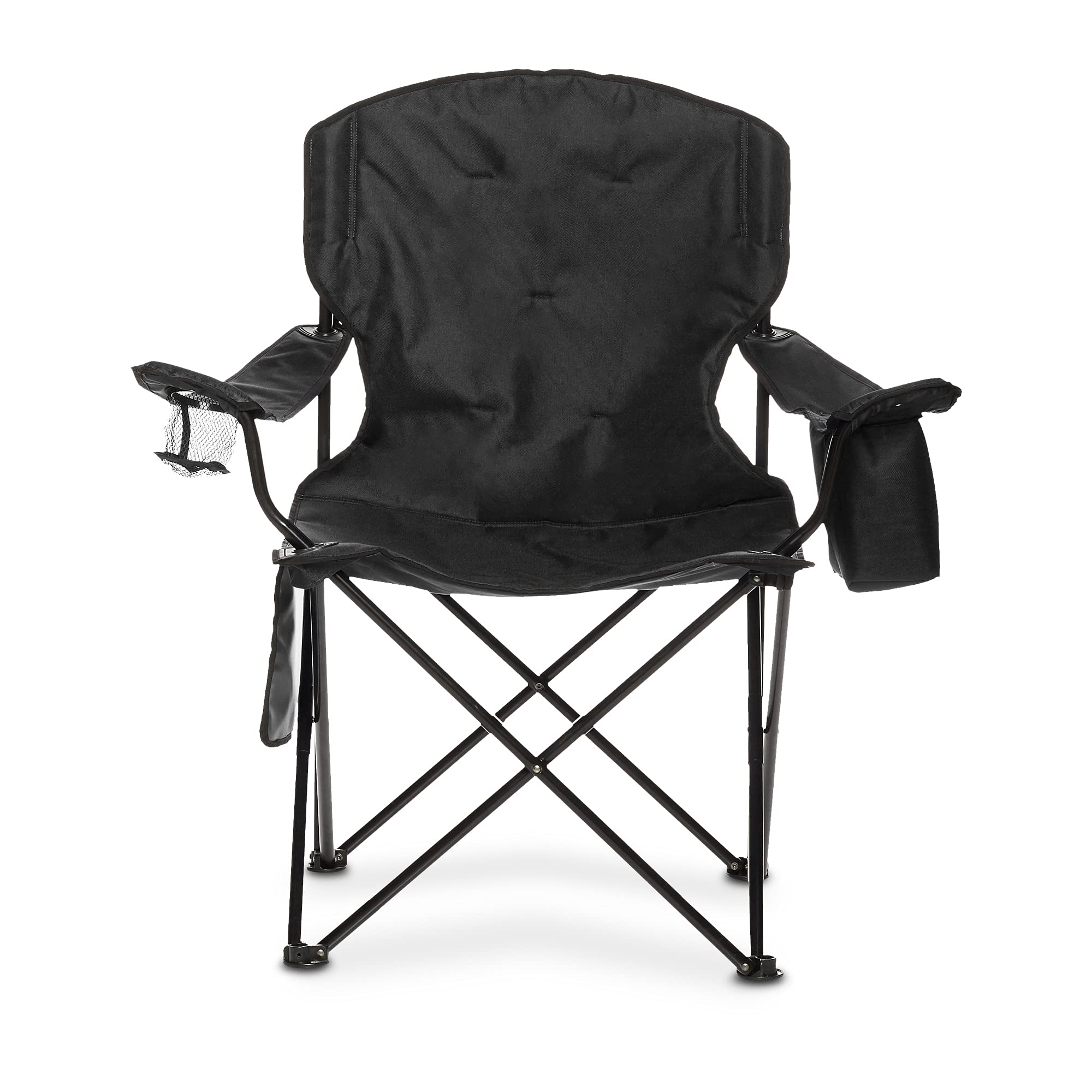 Amazon Basics Folding Camp Chair, Padded, Black, Large