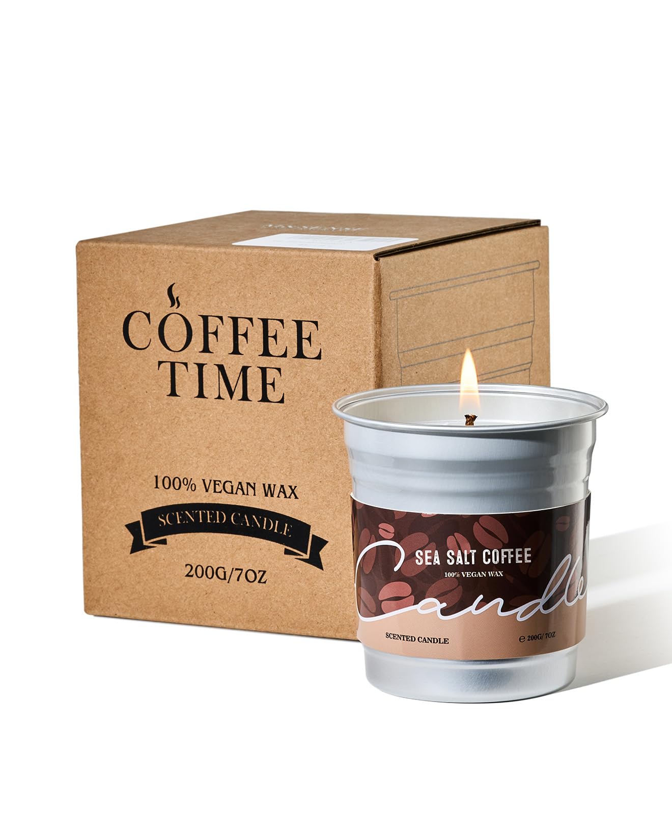M&SENSE Vegan Soy Wax Candle, Sea Salt Coffee Naturally Scented 48-Hour Burn Time, Natural Aromatherapy Candle for Relaxing, Uni