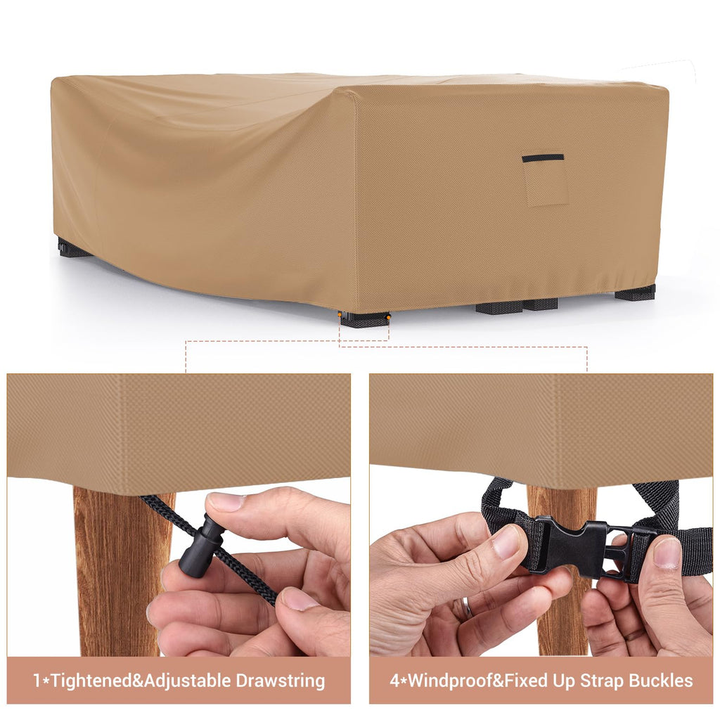 Mrrihand Heavy Duty Patio Furniture Covers, Outdoor Furniture Covers Waterproof Sectional Sofa Set , Patio Table And Chair Set Cover 62'L×42'W×28'H,Brown