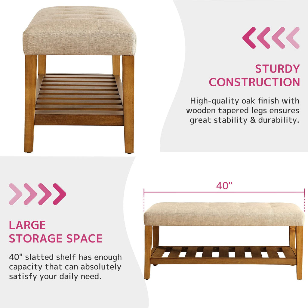 Acme Charla Bench in Beige and Oak