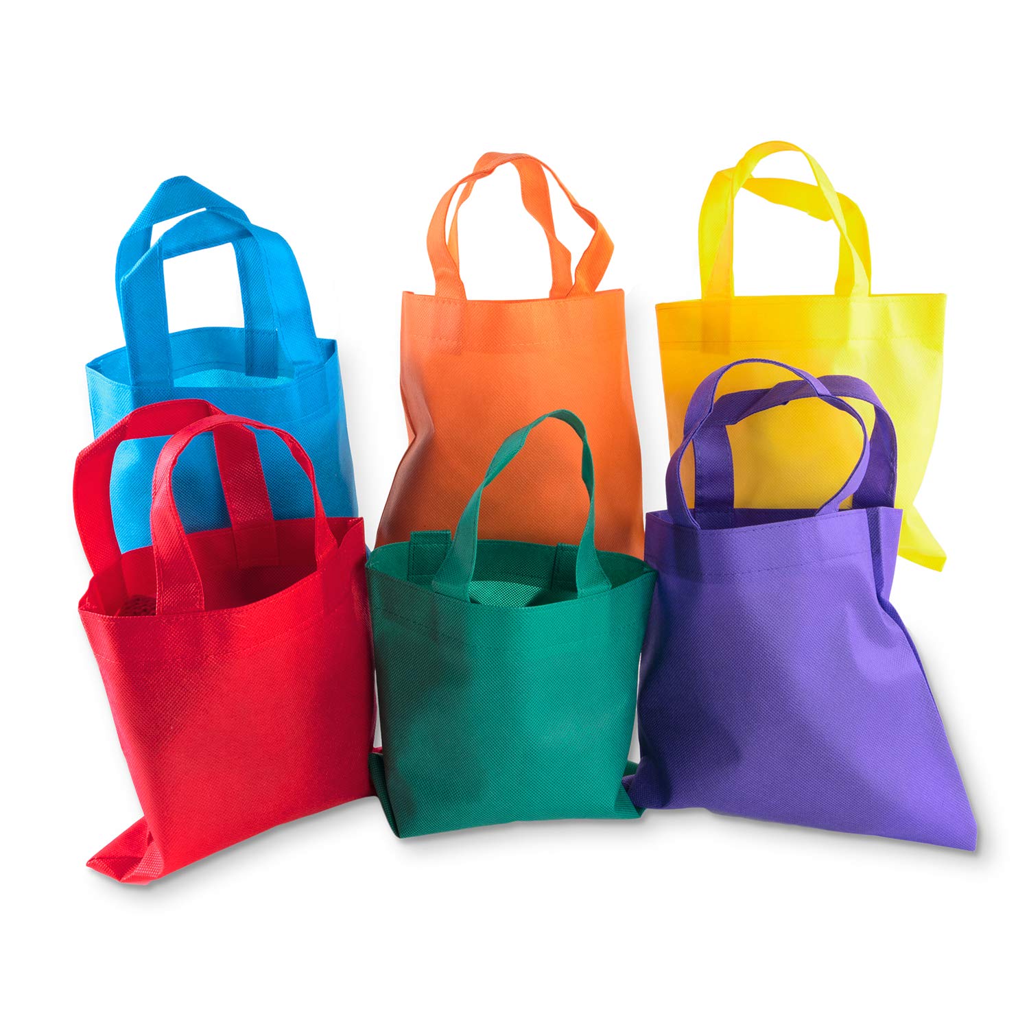 Super Z Outlet Assorted Colorful Solid Blank Fabric Tote Party Gift Bags Rainbow With Handles For Birthday Favors, Snacks, Decor
