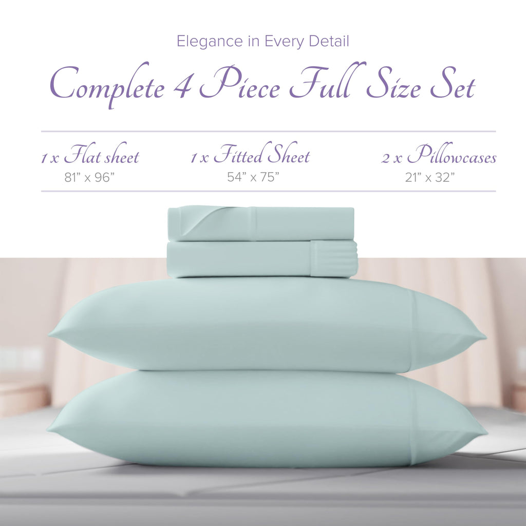 Carressa Linen 100% Egyptian Cotton Sheets - 600 Thread Count 4 Pc Full Size Sheet Set, Soft, Cooling, High Thread Count Sateen,