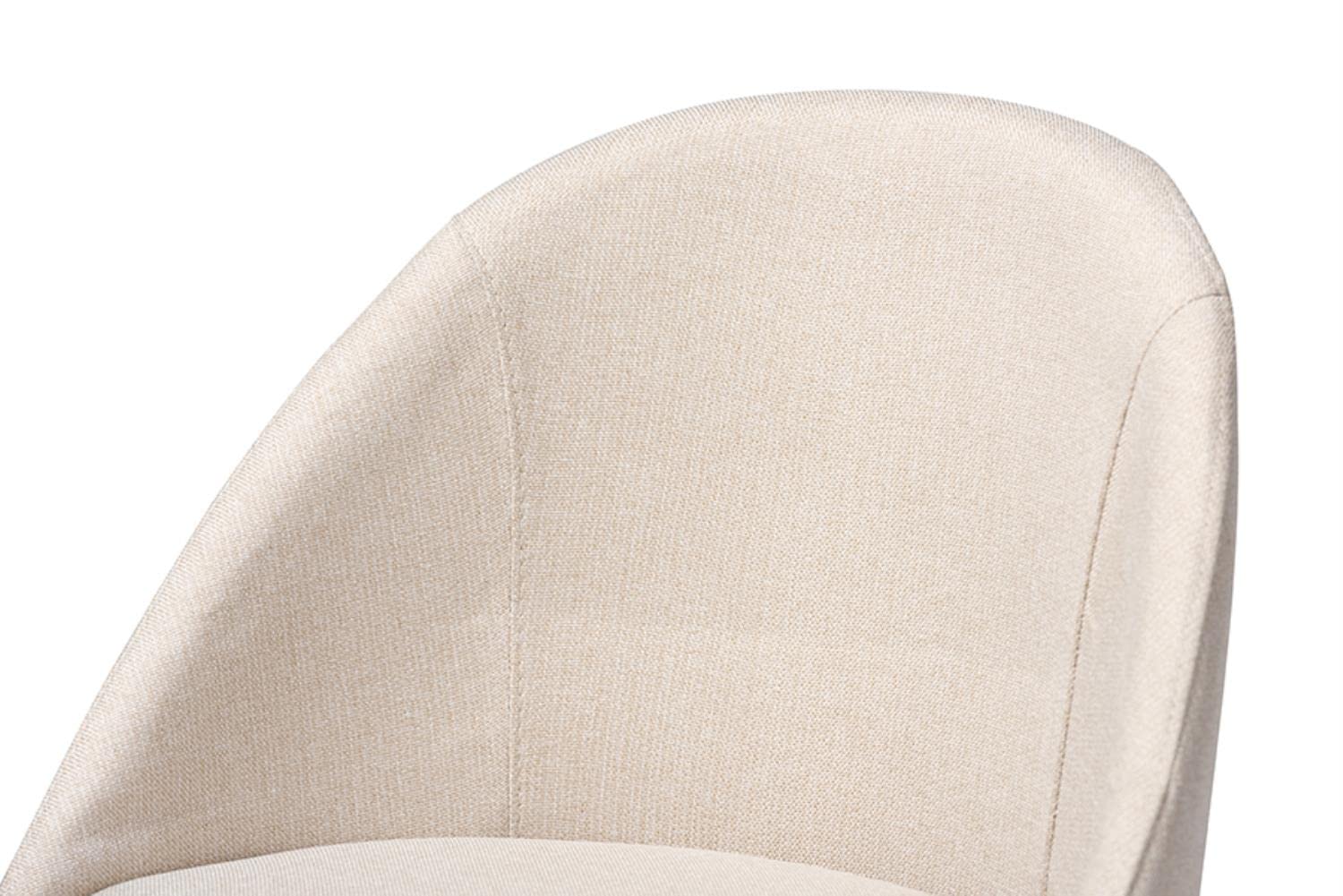 Baxton Studio Carra Mid-Century Modern Light Beige Fabric Upholstered Walnut-Finished Wood Swivel Bar Stool (Set of 2)