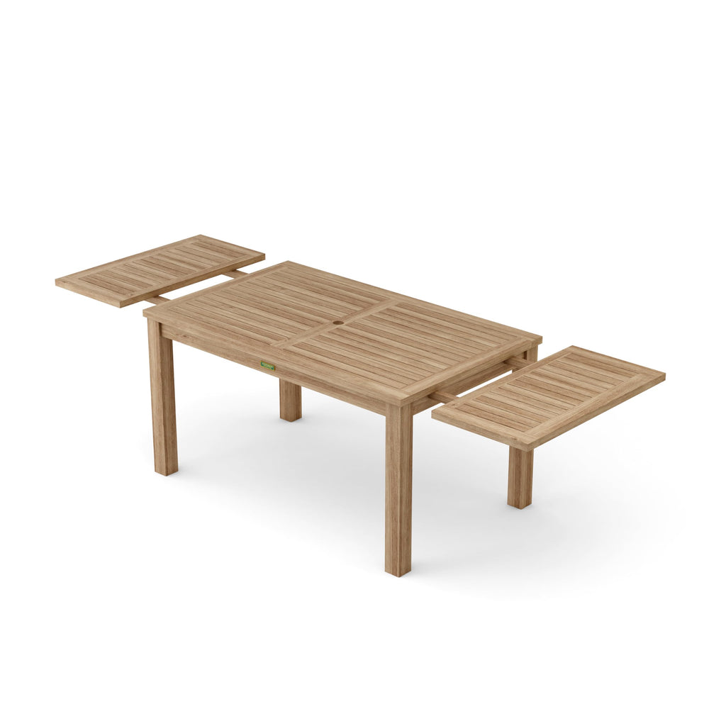 Anderson Teak Bahama Rectangular Table with Double Leaf Extension, 95-Inch