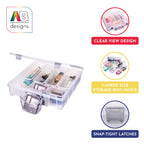 Ab Designs 6967Abd Super Satchel With 9 Mixed Bins Inside, Stackable Home Storage Organization Container, Clear With Sliver Latc