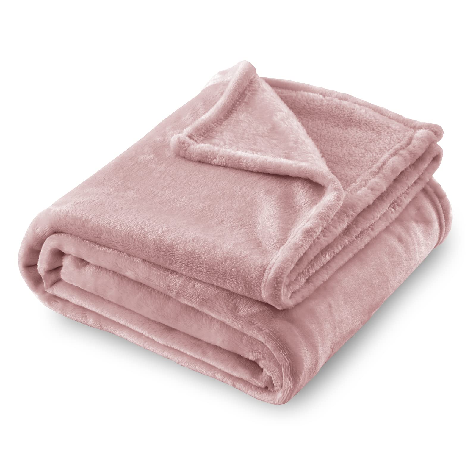 Sochow Flannel Fleece Blanket Queen Size, All Season Lightweight Super Soft Cozy Blanket For Bed Or Couch, Dusty Pink, 90X90 Inc