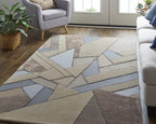 HomeRoots 514606 8 x 10 ft. Blue & Silver Wool Geometric Tufted Handmade Area Rug