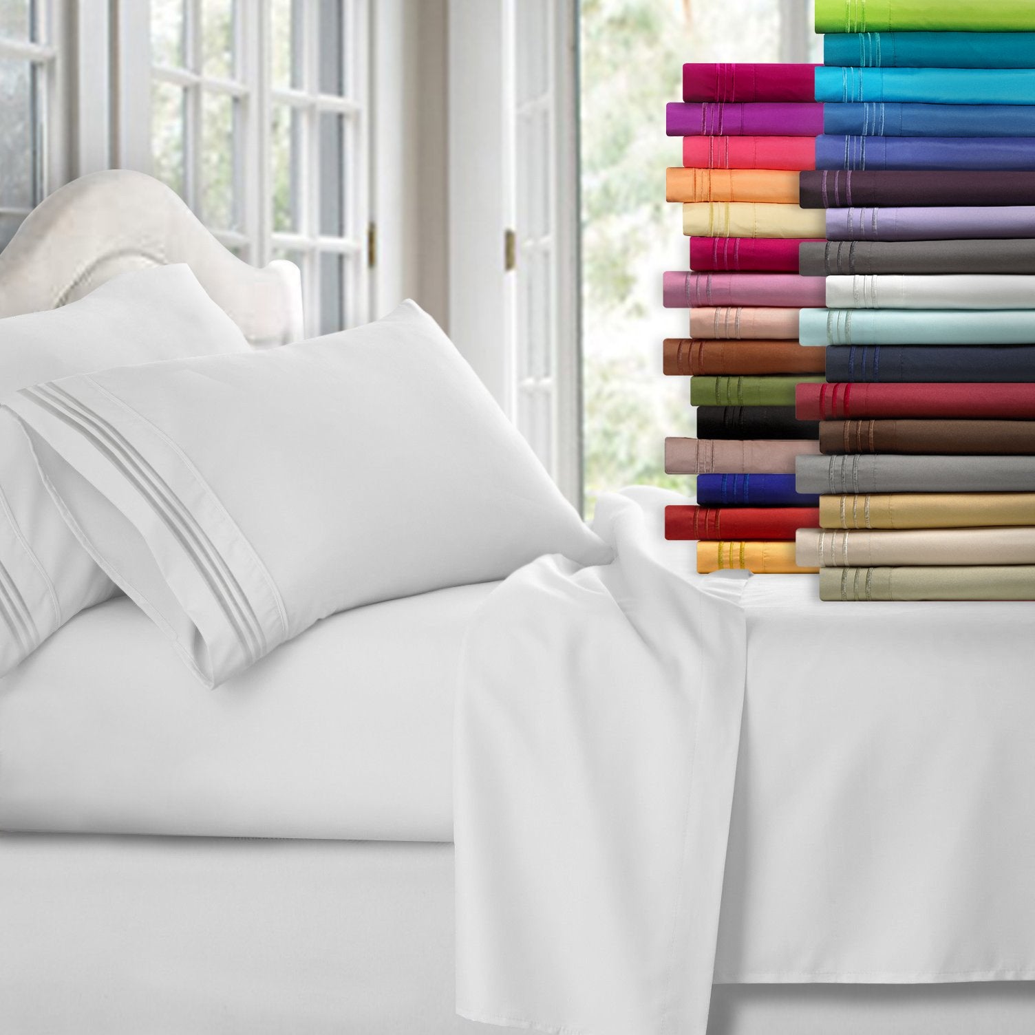 Clara Clark 1800 Premier Series 4Pc Bed Sheet Set - King, Purple Eggplant