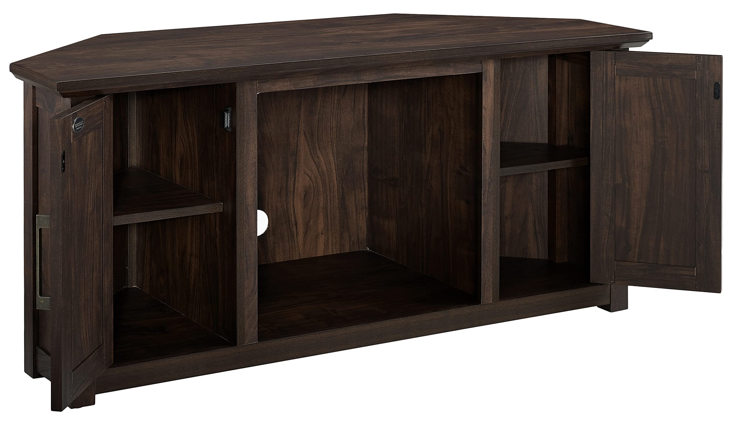 Crosley Furniture Camden TV Stand for 50+ inch TVs, Dark Walnut, 48-inch Corner, Adjustable Shelves, Model CF101248-DW