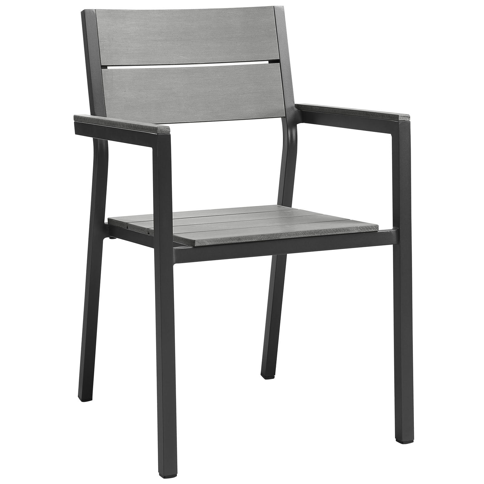 Modway Maine Aluminum 9-Piece Outdoor Patio Dining Set with 80" Dining Table and Eight Dining Armchairs in Brown Gray