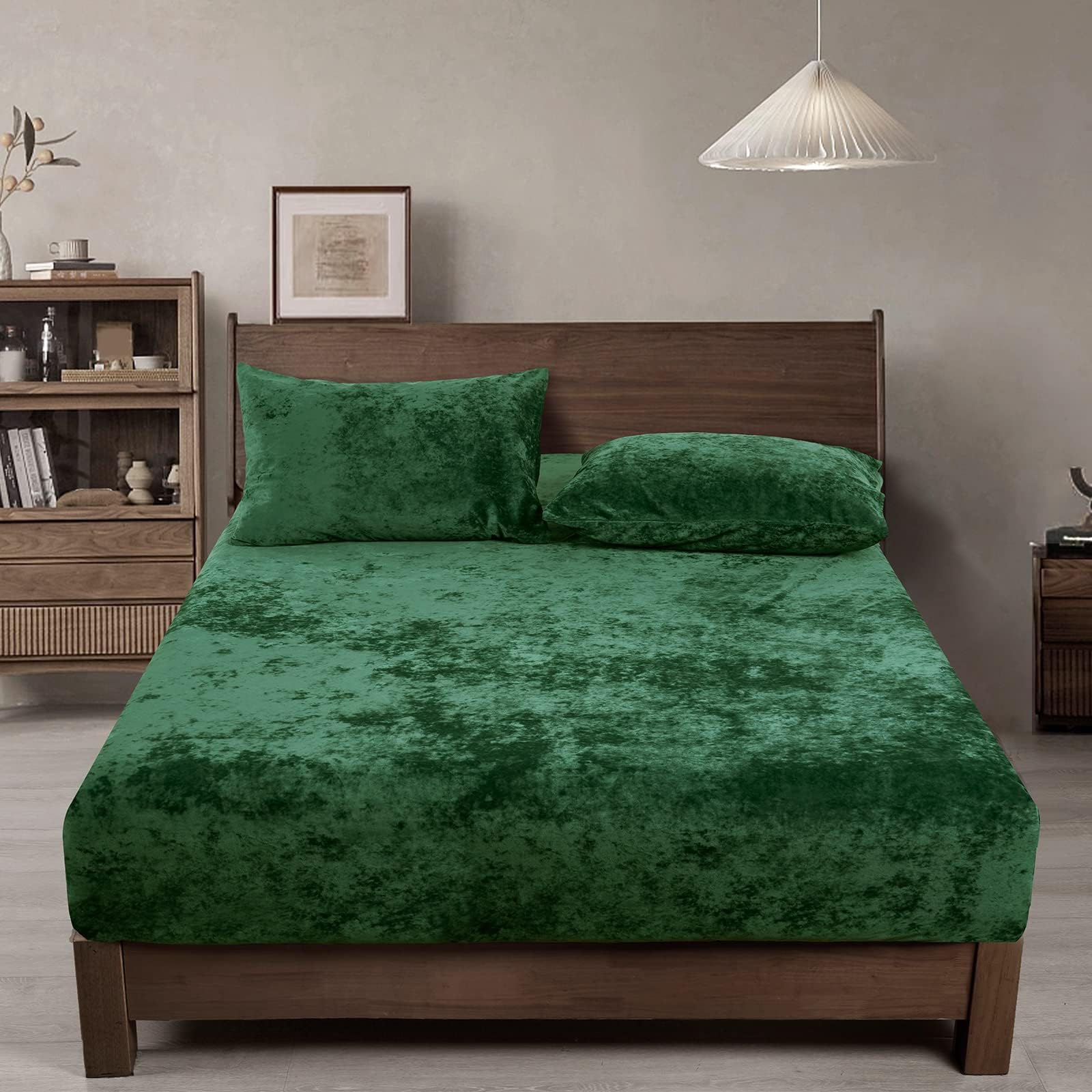 Phf Truly Velvet Fitted Sheet Only Twin Size, Christmas Luxury Super Soft Cozy Comfy Flannel Bottom Sheet With 15 ' Deep Pocket