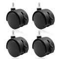 Moicstiy 4 Pack 2 Inch Caster Wheel Replacement, M8 Threaded Stem Caster Wheels With Locking Braking, Black Nylon Furniture Whee