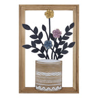 HomeRoots Multi MDF Framed Metal Flower Vase Wall Decor