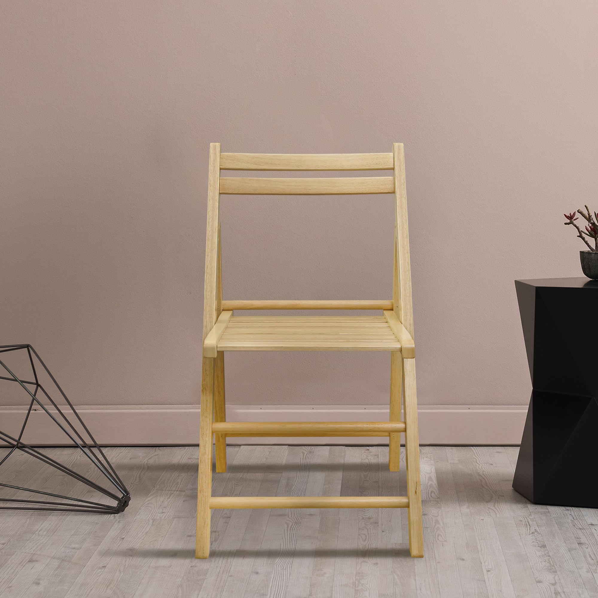 Casual Home Wooden Folding Chairs 2-Pcs Set - Natural
