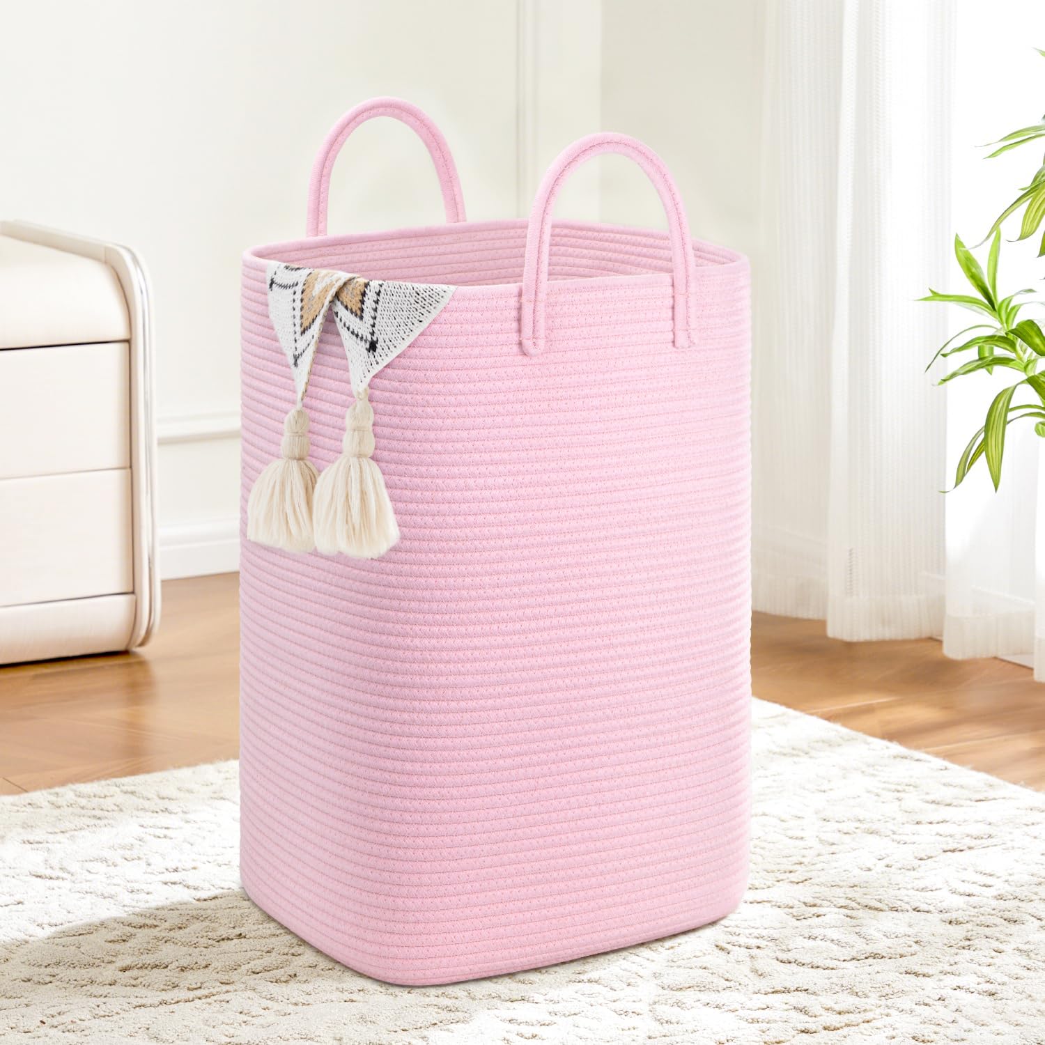 Artfeel Laundry Basket,Woven Cotton Rope Laundry Hamper,80L Versatile Storage for Dirty Clothes,Baby Toys,and Blankets in Bathro