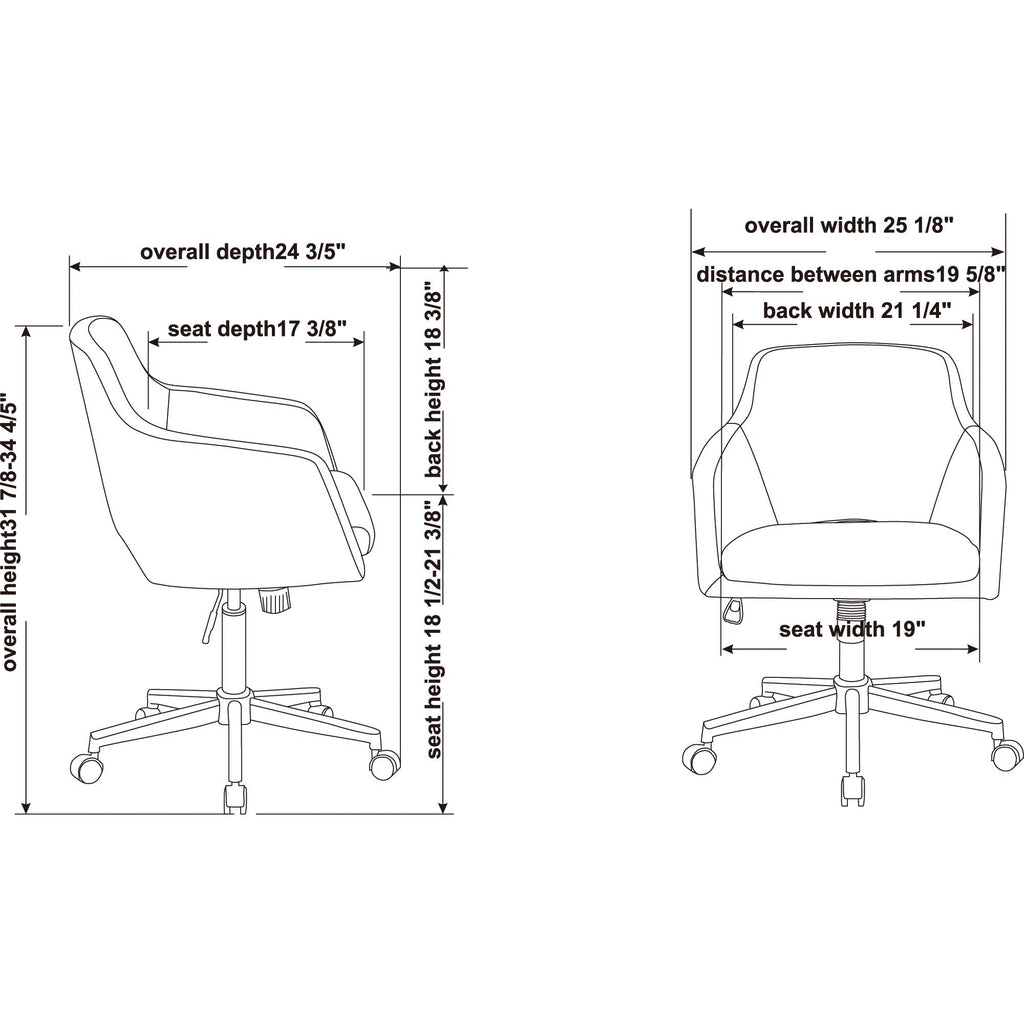 Lorell, Llr68570, Mid-Century Modern Low-Back Task Chair, 1 Each