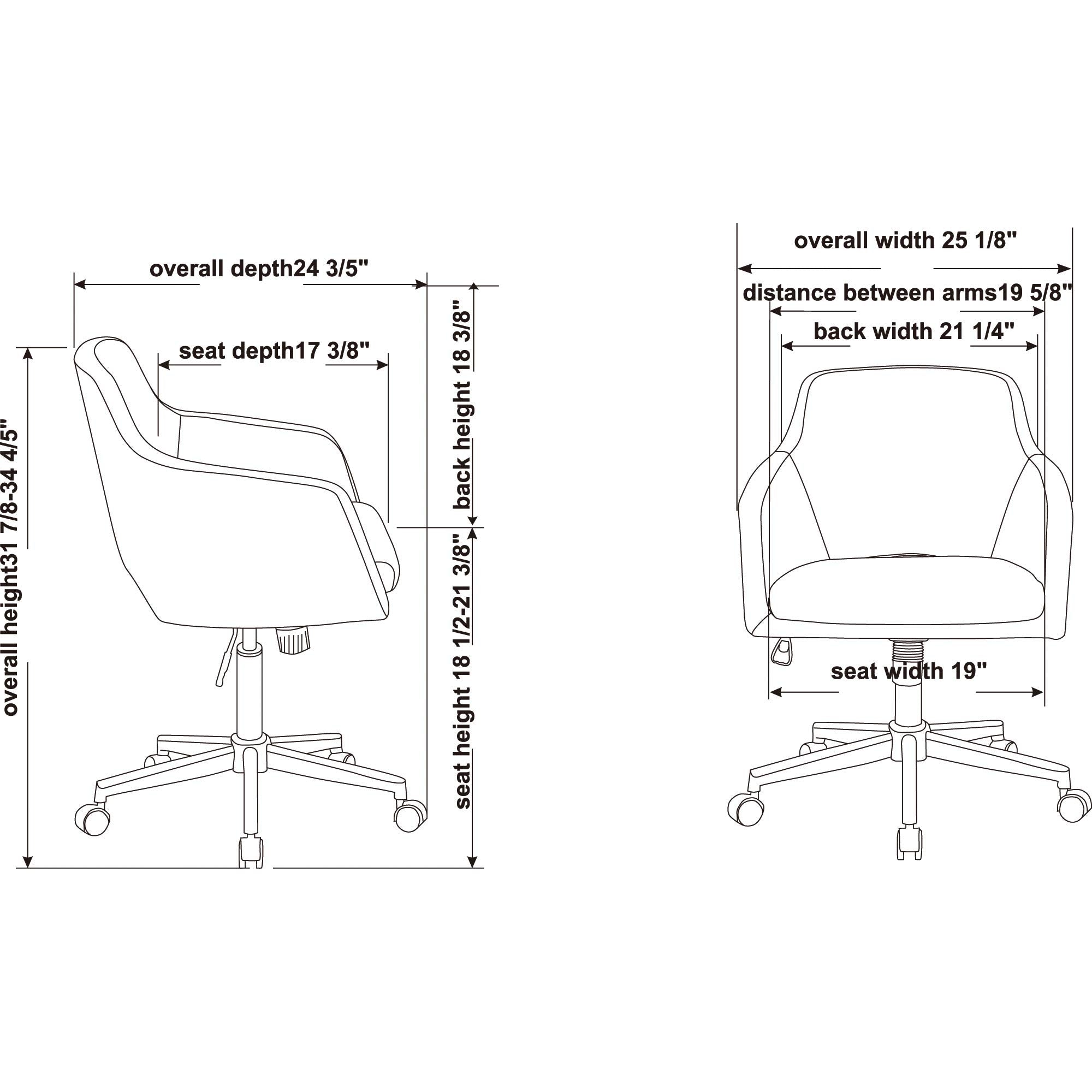 Lorell, Llr68570, Mid-Century Modern Low-Back Task Chair, 1 Each