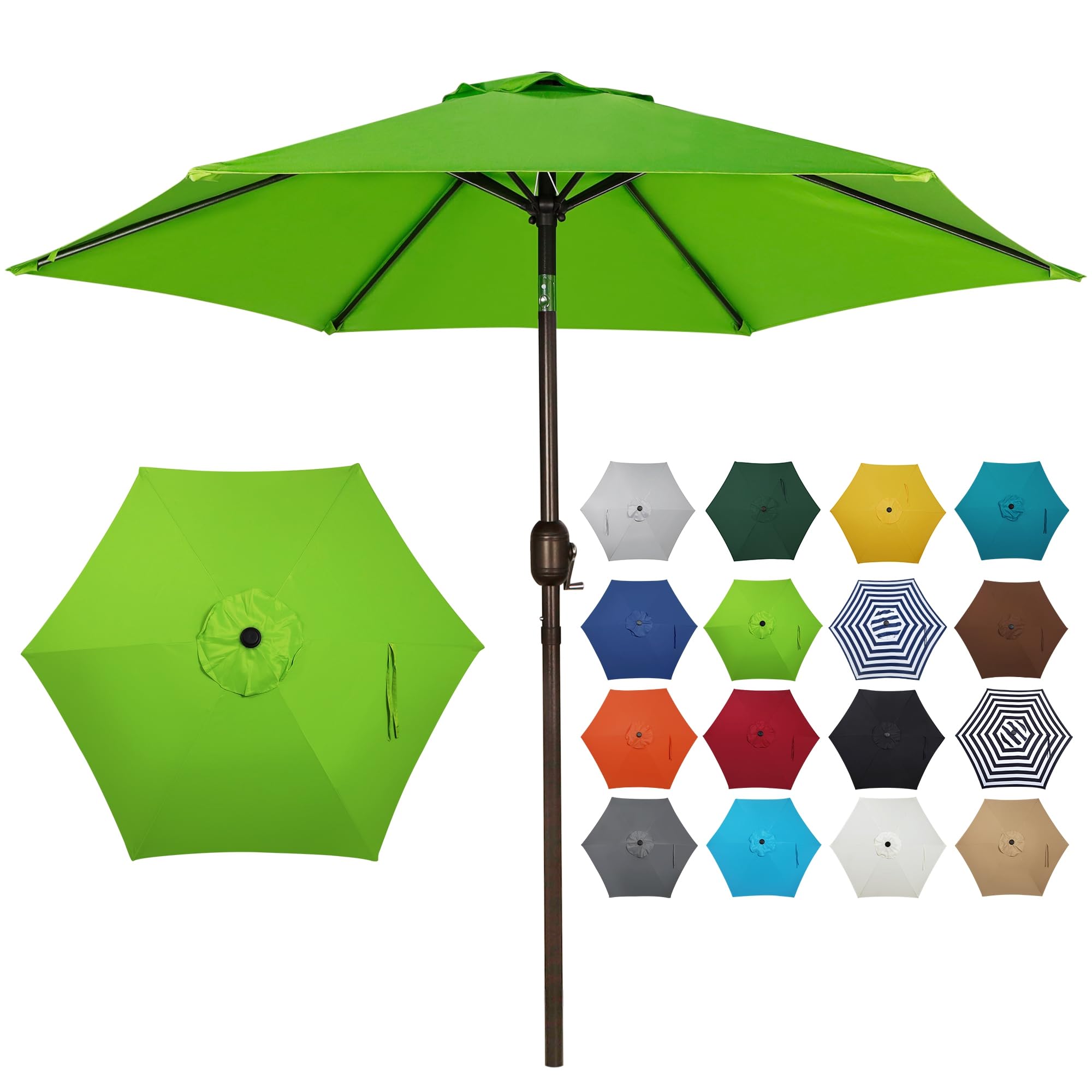 Blissun 7.5 Ft Patio Umbrella, Yard Umbrella Push Button Tilt Crank, Lime