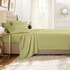 Clara Clark Queen Sheets, 6 Piece Set - Hotel Luxury Sheets For Queen Size Bed, Super Soft Bedding Sheets & Pillowcases, Queen Size Sheets, Sage Green