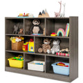Costzon Kids Toy Organizers And Storage, Wooden 3 Tier Bookshelf With 8 Compartment Cubes To Organize Books, Toys, Home Furniture For Toddlers Playroom, Bedroom, Living Room, Nursery (Grey)
