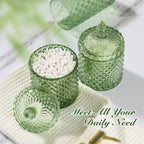 RYTOXILO Green Bathroom Accessories Set, 4 Pack Olive Green Decor, Diamond Glass Soap Dispenser & Toothbrush Holder, QC_zslsblwy