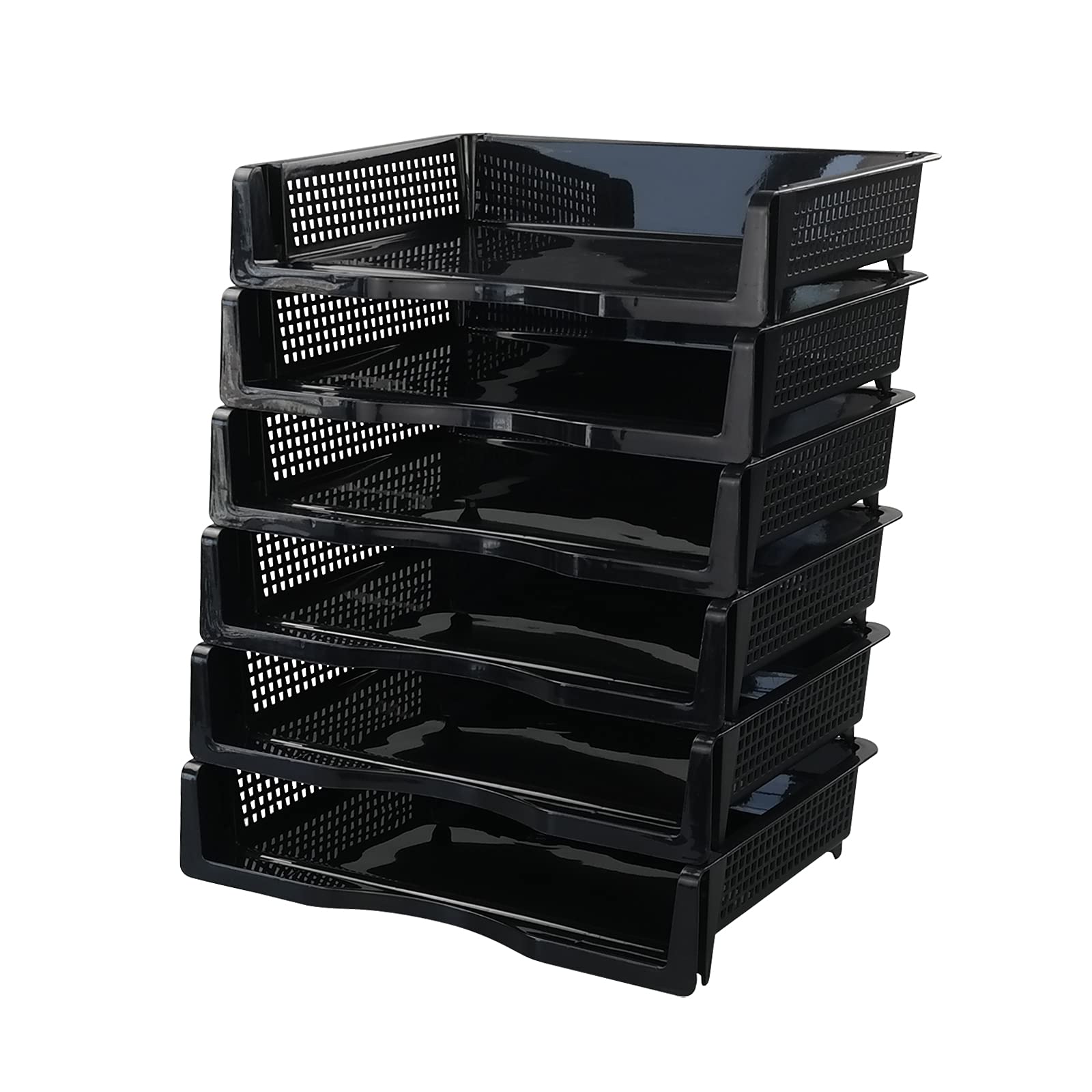 Wekioger Plastic Paper Organizer Tray, Stackable File Document Basket Tray, 6 Packs