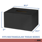 Ilyapa Wood Tissue Box Cover Rectangular - Rustic Farmhouse Black Wooden Tissue Holder