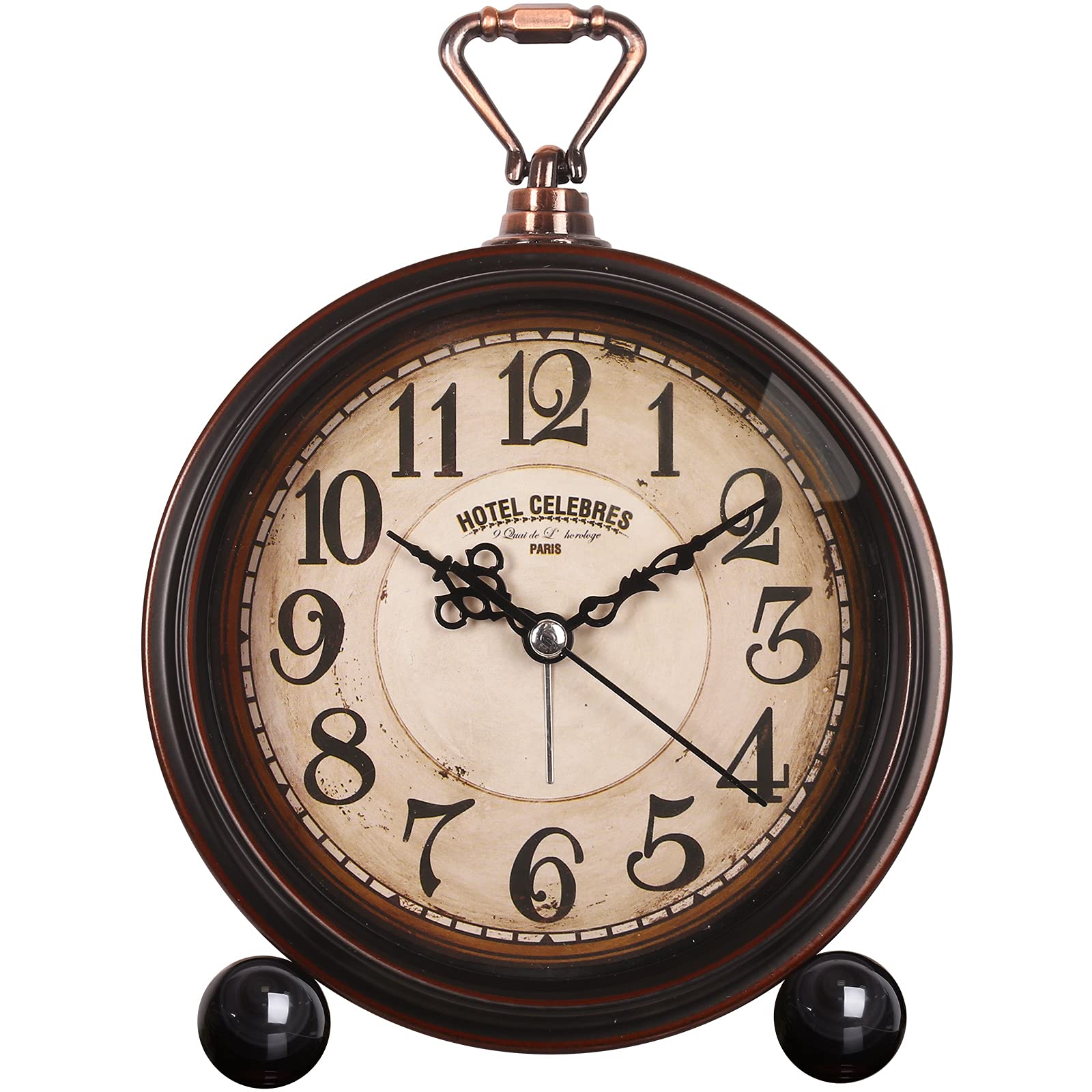 Battery Alarm Clock,Night Light,Vintage Hangable Super Silent Non Ticking Analog Table Clock for Bedroom Bedside, Desk,Shelf