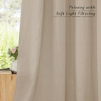 Nicetown Thick Taupe Linen Curtains 90 Inch Length 2 Panels Set, Grommet Semi Sheer Window Treatments Privacy Added With Light Filtering Drapes For Bedroom/Living Room, W55 X L90, 2 Panels
