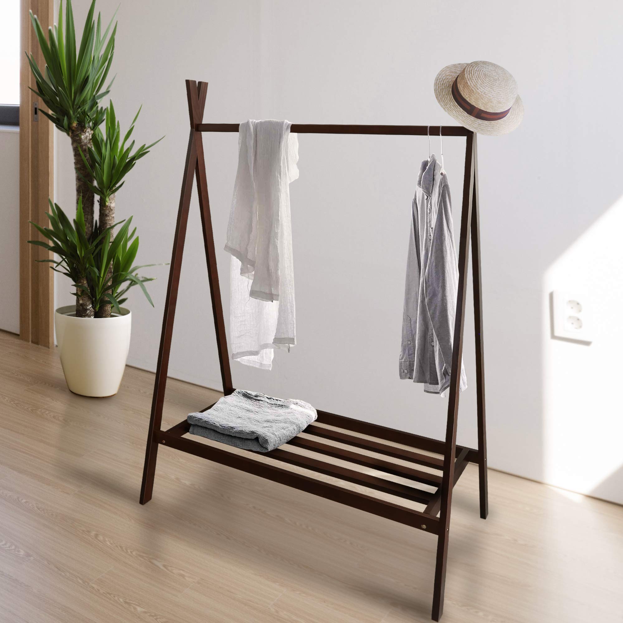 Casual Home Teepee Coat Rack With Shelf - Truffle Brown