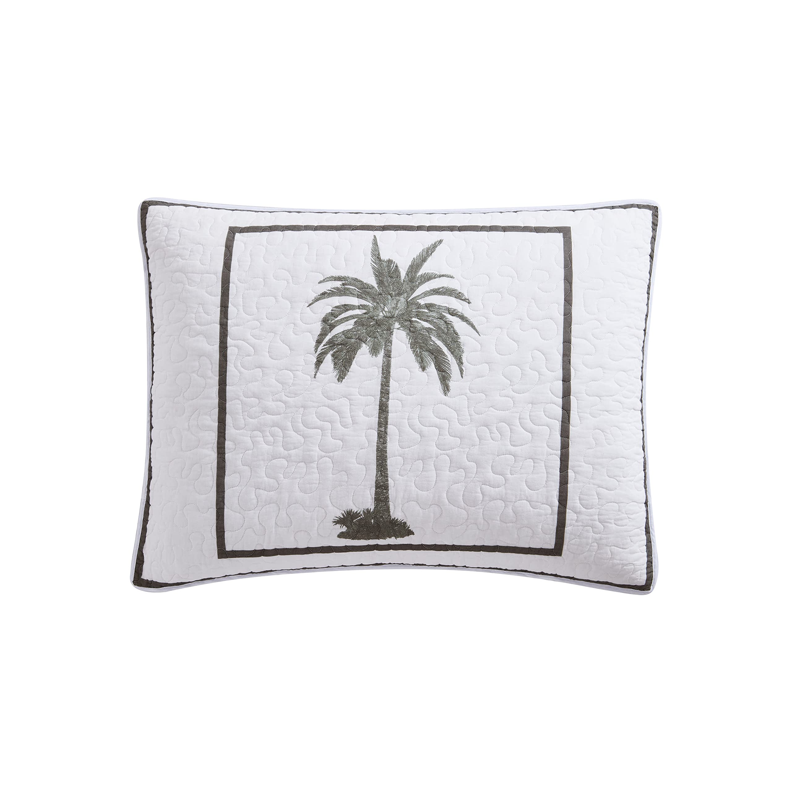 Tommy Bahama Sham - 100% Cotton, Soft & Breathable, Standard Size, Grey, Model USHSGZ1194196
